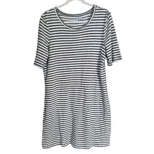Paraphrase Women's Sz L 100% Cotton Striped Elbow Sleeve Striped Tunic Dress